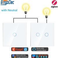 Zigbee 1/2/3Gang Touch Switches 2Way Stairs Wall Switches Tuya Smart Life Alexa Yandex Voice Control with Neutral Glass Panel image 4