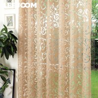 LEEJOOM Ösenvorhänge, luxuriöse europäische Vorhänge für Wohnzimmer, Blumen-Jacquard-Tüll, 1 Stück