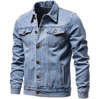 Veste en jean pour homme en coton, taille européenne, tendance et à la mode pour les saisons d'automne et d'hiver.