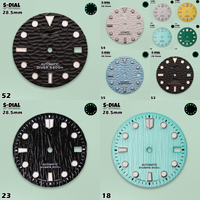 SKO S Logo 28.5mm 3D Ocean Ripples Glaciers Dial NH36/NH35 movements C3 Luminous Watches for men Watch Modification Accessories