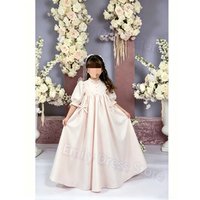 Customized Light Pink Flower Girl Dress for Wedding Satin 3/4 Sleeve Puffy Kids Birthday Party Bridesmaid First Communion Gown