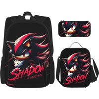 Anime Game Sonices Shadow 3pecs/set Backpack for Student Daypack Lunch bag Pencil Case