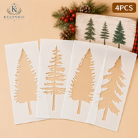 4Pcs 5x11.5in Pine Tree Stencils Reusable PET Stencils for Painting Christmas Forest Craft Templates Wall Wood Fabric DIY Decor