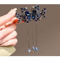 Ladies 2026 New Headwear Rhinestone Butterfly Tassels Hair Clip for Women Girls Headdress Hair Claw Female Hair Accessories