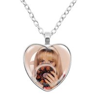 25mm Peach Heart Necklace Famous Character Sabrina Carpenter Funny Singer Accessories Glass Cabochon Pendant For Fans Gift