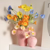 Cartoon Strawberry Vase Artificial Strawberry FlowerPot Flower Vase Fruit Terrarium Flower Vase Home Decoration Accessories