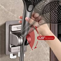 Adjustable No Drilling Required Shower Head Bracket Bathroom Self-Adhesive Wall Mounted Sturdy Waterproof Shower Bar for Tile