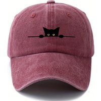 Retro cartoon cat printed baseball cap adjustable for men and women outdoor activities, fishing, camping, and parties
