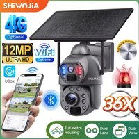 SHIWOJIA 36X ZOOM 12MP 4G SIM Solar Camera Outdoor 360° Wireless WIFI Battery Security Cameras with Solar Panel PIR Night Vision