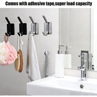 1/2/3/4Pcs Stainless Steel Adhesive Hooks, Brushed Silver Wall Hooks for Hanging Coat, Hat, Towel Robe Hook Bathroom Bedroom