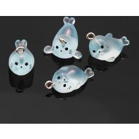 10PCS Cute Luminous Resin Animal Seal Pendant Charms for Jewelry Making Supplies DIY Keychain Findings