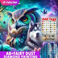 AB Fairy Dust New Arrival Diamond Mosaic Owl Animal Bird DIY Suitable For Beginners Dog Painting Wolf Decor Home