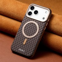 For iPhone 17 16 15 14 13 Pro Max 17air Business Leather Magsafe Phone Case Wireless Charging Alloy Lens Matte Shockproof Cover