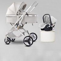 3-in-1 Baby Stroller Sit-and-Lie Position, Reversible, High-View, Foldable, Shock-Absorbing, Newborn Stroller with Safety Seat