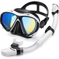 Professional Dry Snorkel Mask Set, Panoramic Wide View Anti-Fog,Soft Leak-Proof, Snorkeling Gear for Swimming Diving Snorkeling