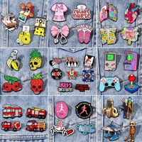 4Pcs/set Cartoon Flower Organ Brooches Funny Fire Engine/Retro Camera/Game Console/Skull Pineapple/Nurse Badges Jewelry Gifts