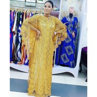 Robe africaine de soirée maxi pour femmes, vêtements élégants pour dames, appliques Tyys Sexy Bazin, robe longue, Nigeria 03/2021
