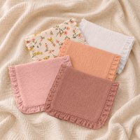 5PCS Soft Baby Burp Cloth with Lace Edges Multi-Functional Spill-Proof Shoulder Pad Newborn Calming Towel for Infants