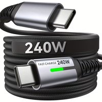 Câble de données USB-C à USB-C tressé en nylon 240W à charge rapide pour iPhone 17 16 Pro Max Samsung Xiaomi Honor Android
