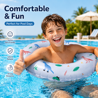 Dinosaur Print Inflatable Swimming Ring, Soft Thick PVC Pool Float Tube 4 Sizes Foldable, Portable Floating for Beach Lake Water