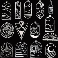 3pcs Sun Cloud Charms Wave Line Stainless Steel Pendant DIY Tassels Earrings for Jewelry Making Necklace Moon Star Accessories