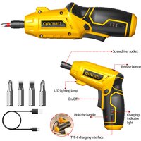 DELI 30pcs 4v Cordless Electric Screwdriver Set with Wrench Socket Household Electric Driver Screwdriver High Torque Power Drill