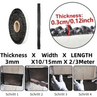 Black 10/15mm Fireplace Sealing Rope Cord Wood Burning Stove Door Self Adhesive Fiberglass Replacement 2/3Meter Gasket Tape