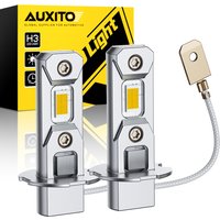 2Pcs AUXITO H3 LED Yellow Fog Light Bulb Error Free 1:1 Mini Size Auto Lamp H3 LED DRL Daytime Running Light White 12V Canbus