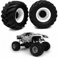 2PCS 1/8 Truck Rubber Tire W/17mm Hex Plastic Wheel Rim 173mm/91mm Rubber Rocks Tyres Set Fit for Traxxas Maxx Tmaxx E-Revo 3.3