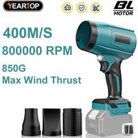 400M/S Brushless Electric Cordless Electric Air Blower Turbo Violent Jet Fan Dryer Dust Blowing Tool for Makita 18V Battery