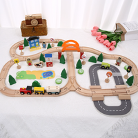 Boys Wooden Track Train Set Wooden Railway Car Educational Toys Compatible for Wooden Track Toys for Kids Gift