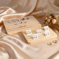 High-quality Solid Wood Jewelry Storage Display Tray Inclined Grooves Displaying Ring Jewelry Earring Storage Display Prop