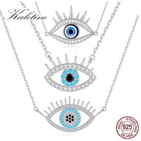KALETINE Fashion Evil Eye women Necklace 925 Sterling Silver Blue Eye Clavicle Chain Necklace Accessories Jewelry Adjustable