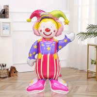 1Pc Large Standing Clown Foil Balloon with Base Circus Carnival Decor Xmas Carnival Theme Party Ornament
