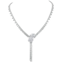 BELLUX Pendant Chain 925 Silver Synthetic Luxury White Full Diamond Fine Luxury Elegant Flower Tassel Necklace