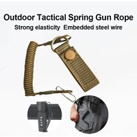 Elastic Tactical Lanyard Rope, Anti-Lost, Military, Spring, Safety Gun Strap, Keychain, Chain, Flashlight, Hunting Accessories