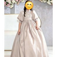 Elegant Customized Flower Girl Dresses For Wedding Puff Sleeves High Waist Floor Lenght Girls Birthday First Communion Gown