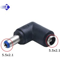 1/2pcs 90 Degree 5.5*2.1 Mm Male Jack To 5.5*2.1Mm Female Plug Right Angle Dc Power Connector Adapter Laptop