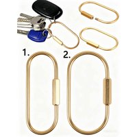 Gold Carabiner Keychain Screw Lock Brass Oval Heavy Duty Durable Fashion Key Ring Unisex Clip for Bag Backpack Camping Dog Leash
