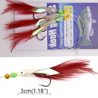 WODJYJ 3 hook/Set Luminous fish head Fishing Lure Single Hook Tack Bait Jigs Worm Fishing sabiki string Hooks