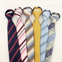 Hot Sell Style 8CM Zipper Tie Men Bridegroom Wedding Necktie Lazy Pre-tied Ties Striped Zipper Necktie For Men Women Wholesale