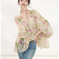 French printed sunscreen shirt women's 2025 spring and summer new loose meat-covering chiffon shirt