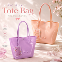 PVC Jelly Tote Bag Waterproof Shoulder Bag Large Capacity Frosted Transparent Handbag Summer Beach With Pouch