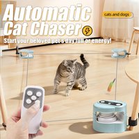 Automatic Cat Chaser Toy Remote Control Adjustable Speed with Bird Sound 2 Fixing Methods Interactive Pet Teaser for Cats
