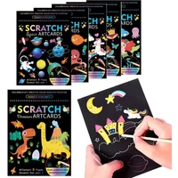 Magic Rainbow Color Scratch Art Painting Paper Card Kit Cartoon Drawing Board Coloring Books for Kids DIY Educational Toys Gifts