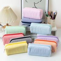 1pcs Stripe Color Line Pattern Pencil Case with Smooth Zipper Design Stationery Storage Bag Beautiful Pouch A3141