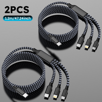 4FT Multi functional Fast Charging Cable Nylon Braided Multiple USB Universal 3 in 1 Charging Cord Adapter with Type-C Micro