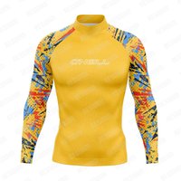 New Men's Swimsuit Surf Swimming T-shirts Beach UV Protection Swimwear Rash Guards Tops Long Sleeve Surfing Diving Clothes
