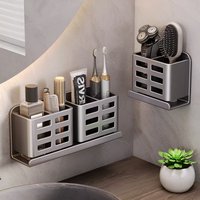 Bathroom Toothbrush And Toothpaste Storage Rack Washroom Wall-mounted Punch-free Washbasin Cosmetics Razor Comb Shelf