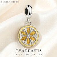 Yellow Lemon Pendant 925 Sterling Silver Dangle Charm Women Men Trendy Fine Jewelry